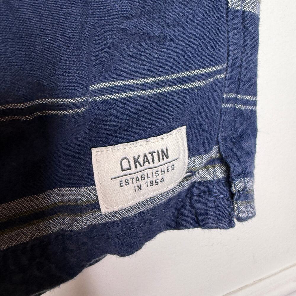 Katin Blue Stripe Cotton Linen Drawstring Short Mens Medium - Picture 4 of 6